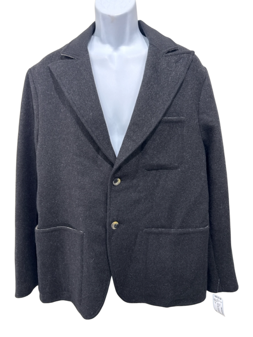 Blue NWT Size L Black Wool Blend Solid Patch Pocket Blazer Men's Jacket Black / L