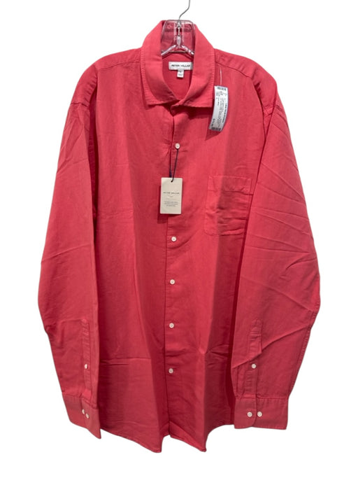 Peter Millar NWT Size L Red Cotton Blend Solid Button Up Men's Long Sleeve Shirt Red / L