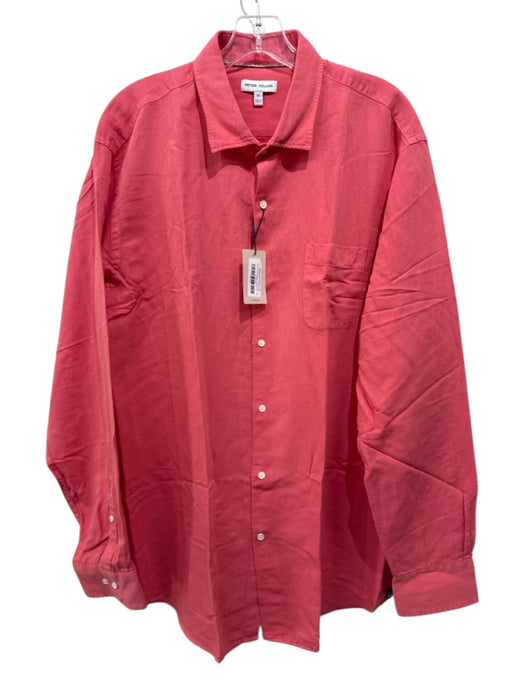 Peter Millar NWT Size XL Red Cotton Blend Solid Button Up Long Sleeve Shirt Red / XL