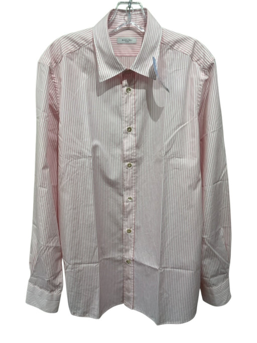 Boglioli NWT Size 42 Pink & White Cotton Striped Button up Long Sleeve Shirt Pink & White / 42
