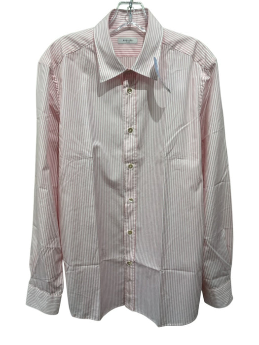 Boglioli NWT Size 42 Pink & White Cotton Striped Button up Long Sleeve Shirt Pink & White / 42