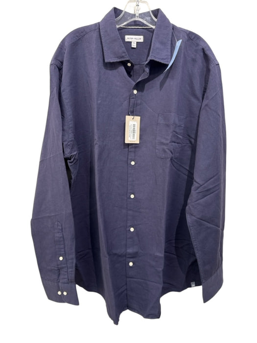 Peter Millar NWT Size XL Navy Cotton Blend Solid Button up Long Sleeve Shirt Navy / XL
