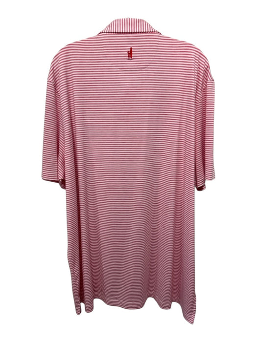 Johnnie O NWT Size XL Red & White Synthetic Striped Polo UGA motif Short Sleeve Red & White / XL