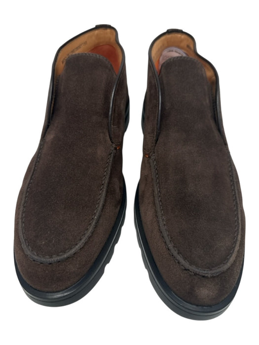 Santoni Shoe Size 10 NWT Dark Brown Suede Solid Laceless Chukka Men's Shoes Dark Brown / 10
