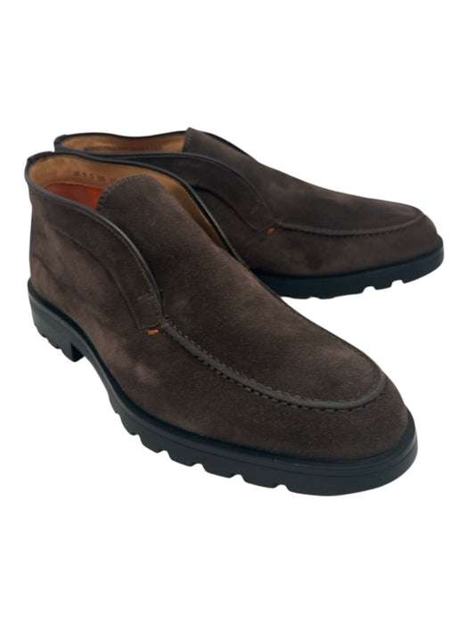 Santoni Shoe Size 10 NWT Dark Brown Suede Solid Laceless Chukka Men's Shoes Dark Brown / 10