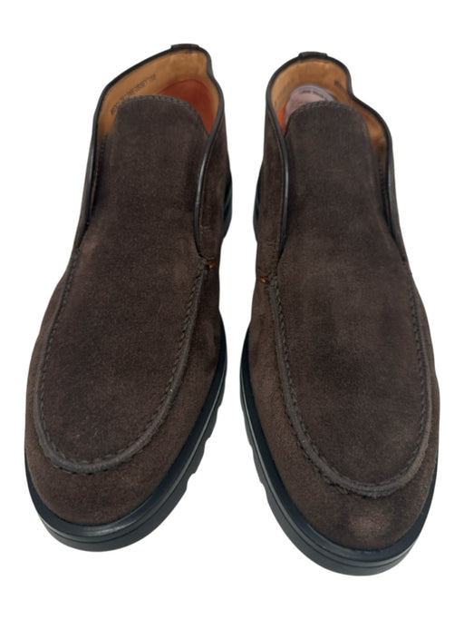 Santoni Shoe Size 10.5 NWT Dark Brown Suede Solid Laceless Chukka Men's Shoes Dark Brown / 10.5