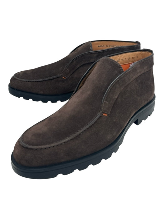 Santoni Shoe Size 10.5 NWT Dark Brown Suede Solid Laceless Chukka Men's Shoes Dark Brown / 10.5