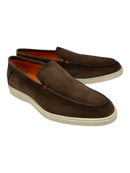 Santoni Shoe Size 10.5 NWT Dark Brown Suede Solid loafer Men's Shoes Dark Brown / 10.5