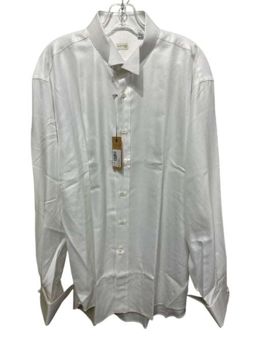 Aster NWT Size 17.5 White Cotton Solid Button Down Men's Long Sleeve Shirt White / 17.5