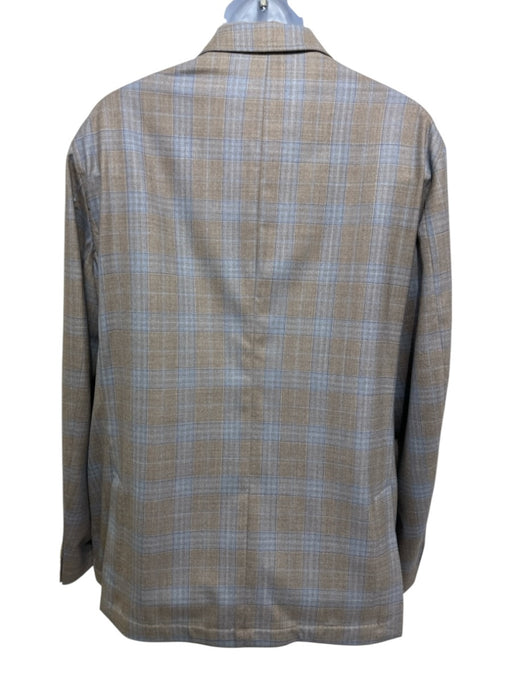 Luciano Barbera NWT Brown & Blue Plaid 2 Button Men's Blazer Brown & Blue / 56