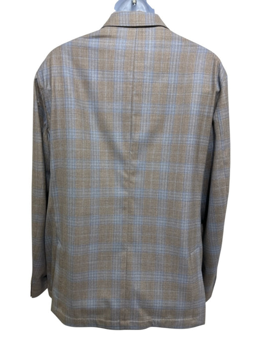 Luciano Barbera NWT Brown & Blue Plaid 2 Button Men's Blazer Brown & Blue / 56