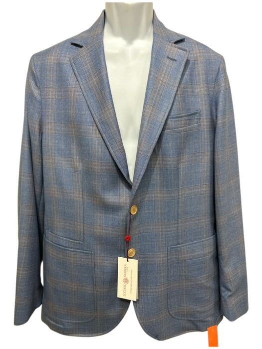Luciano Barbera NWT Blue & Orange Plaid 2 Button Men's Blazer Blue & Orange / 50