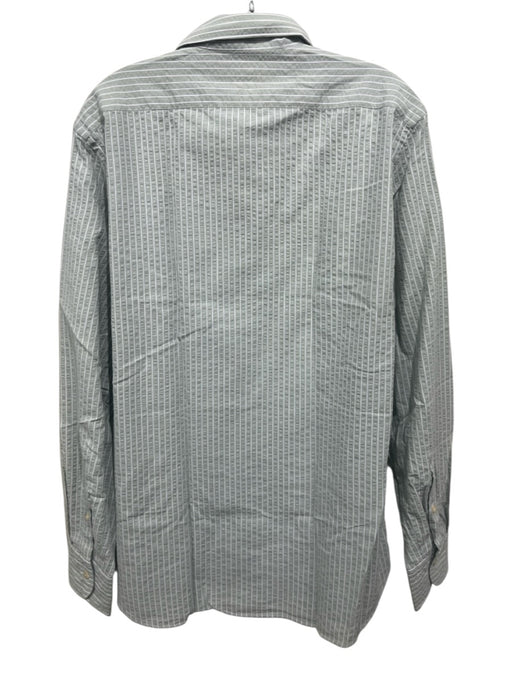 MGF NWT Size 16.5 Green & White Cotton Striped Button Down Long Sleeve Shirt Green & White / 16.5