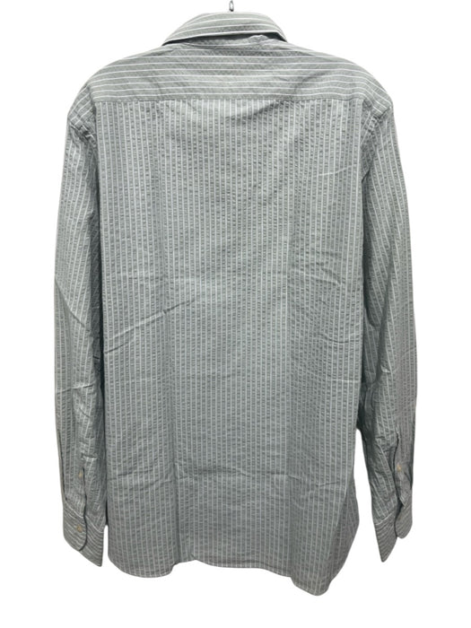 MGF NWT Size 16.5 Green & White Cotton Striped Button Down Long Sleeve Shirt Green & White / 16.5