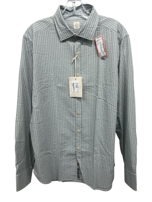 MGF NWT Size 16.5 Green & White Cotton Striped Button Down Long Sleeve Shirt Green & White / 16.5