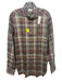 Giannetto NWT Size L Purple, Blue, Multi Linen Plaid Men's Long Sleeve Shirt Purple, Blue, Multi / L