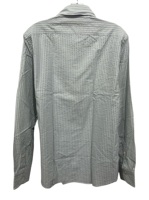 MGF NWT Size 15.5 Green & White Cotton Striped Button Down Long Sleeve Shirt Green & White / 15.5