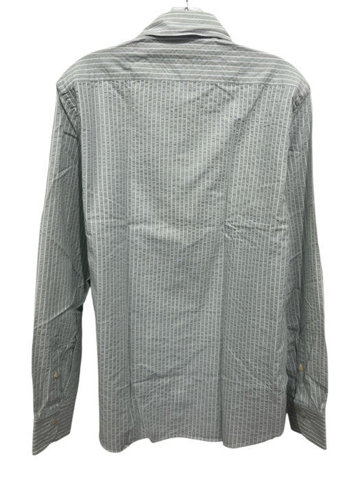 MGF NWT Size 15.5 Green & White Cotton Striped Button Down Long Sleeve Shirt Green & White / 15.5
