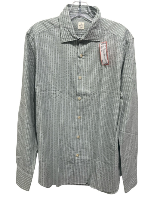 MGF NWT Size 15.5 Green & White Cotton Striped Button Down Long Sleeve Shirt Green & White / 15.5