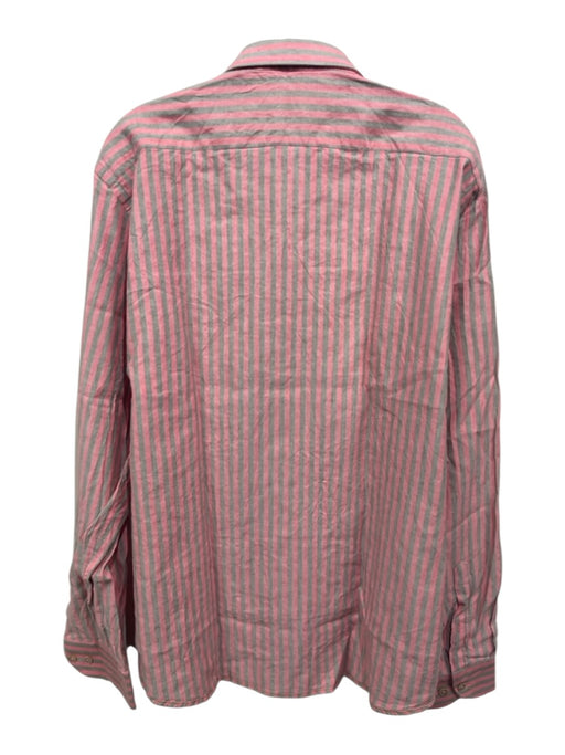 Borgo 28 NWT Size XL Pink & Green Cotton & Linen Striped Men's Long Sleeve Shirt Pink & Green / XL
