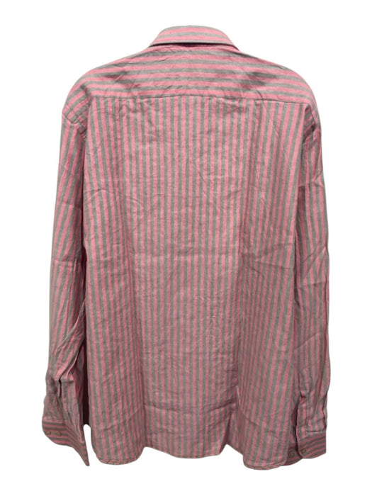Borgo 28 NWT Size XL Pink & Green Cotton & Linen Striped Men's Long Sleeve Shirt Pink & Green / XL