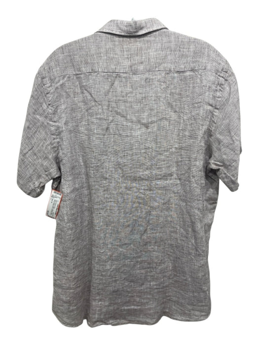 Borgo 28 NWT Size L Brown & White Cotton & Linen Striped Short Sleeve Shirt Brown & White / L