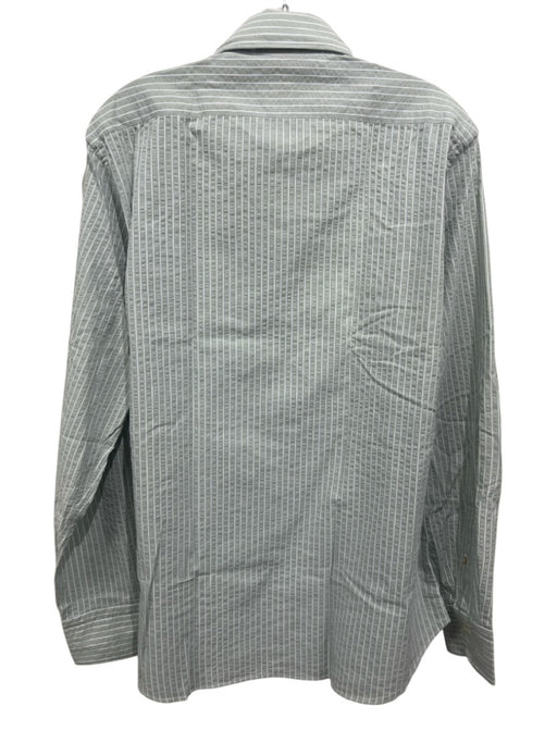 MGF NWT Size 16.5 Green & White Cotton Striped Button Down Long Sleeve Shirt Green & White / 16.5