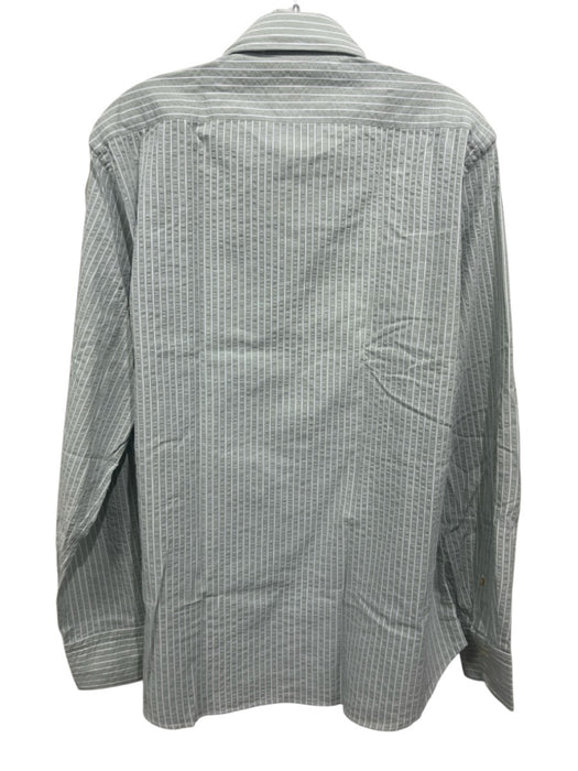 MGF NWT Size 16.5 Green & White Cotton Striped Button Down Long Sleeve Shirt Green & White / 16.5