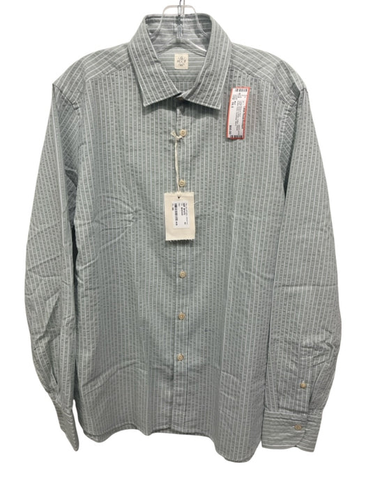 MGF NWT Size 16.5 Green & White Cotton Striped Button Down Long Sleeve Shirt Green & White / 16.5