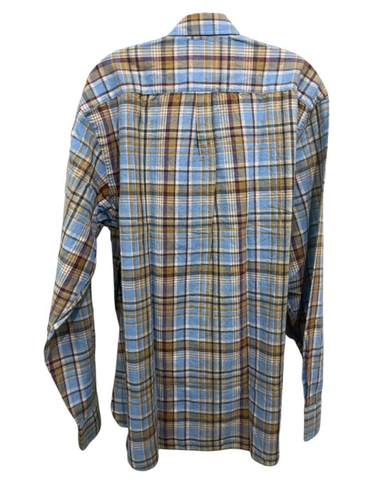 Alan Paine NWT Size L Blue & Multi Linen Plaid Button Down Long Sleeve Shirt Blue & Multi / L
