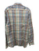 Tintoria Mattei NWT Size 16.5 Brown, Blue, Multi Linen Plaid Long Sleeve Shirt Brown, Blue, Multi / 16.5