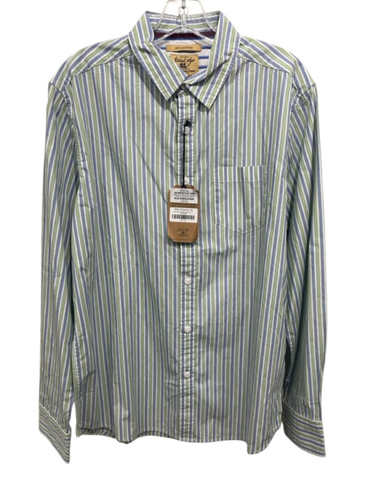 Gilded Age NWT Size L Green, Blue, White Cotton Striped Men's Long Sleeve Shirt Green, Blue, White / L