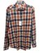 Alessandro Gherard. NWT Size 16.5 Orange, Blue, Multi Linen Long Sleeve Shirt Orange, Blue, Multi / 16.5