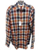 Alessandro Gherard. NWT Size 15.5 Orange, Blue, Multi Linen Long Sleeve Shirt Orange, Blue, Multi / 15.5