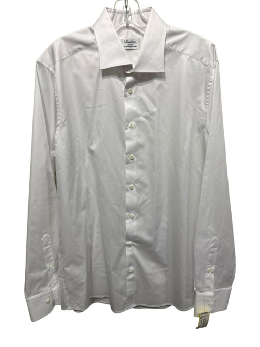 Stenstroms Size 17 White Cotton Solid Button Down Men's Long Sleeve Shirt White / 17