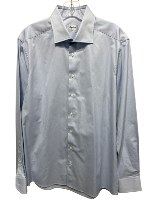 Stenstroms Size 17 Blue & White Cotton Striped Button Down Long Sleeve Shirt Blue & White / 17