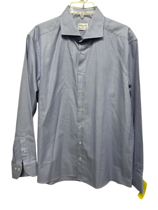 Stenstroms Size 17.5 Blue & White Cotton Plaid Button Down Long Sleeve Shirt Blue & White / 17.5