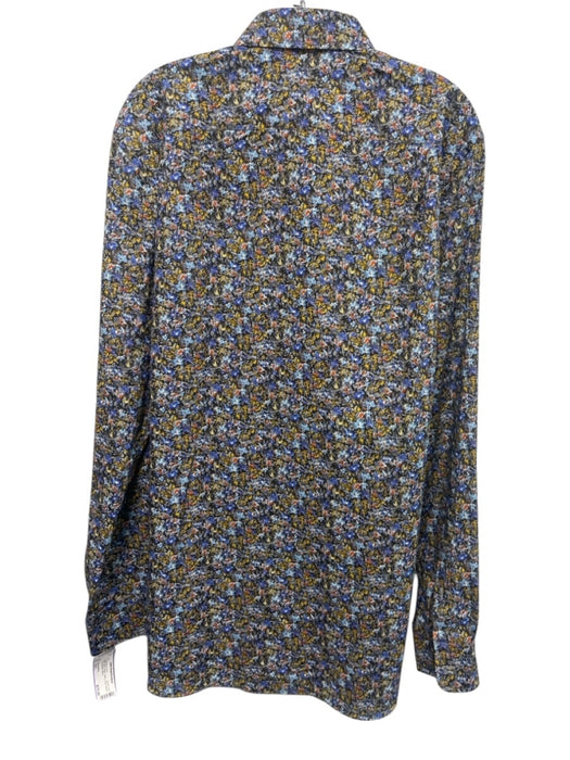 Emanuel Berg NWT Size Est L Black & Multi Cotton Floral Men's Long Sleeve Shirt Black & Multi / Est L