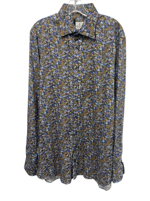 Emanuel Berg NWT Size Est L Black & Multi Cotton Floral Men's Long Sleeve Shirt Black & Multi / Est L