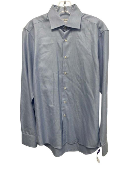 Stenstroms Size 15 Light blue Cotton Micro Button Up Men's Long Sleeve Shirt Light blue / 15