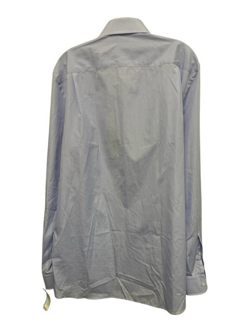 Emanuel Berg NWT Size Est L Blue Cotton Solid Button Up Men's Long Sleeve Shirt Blue / Est L