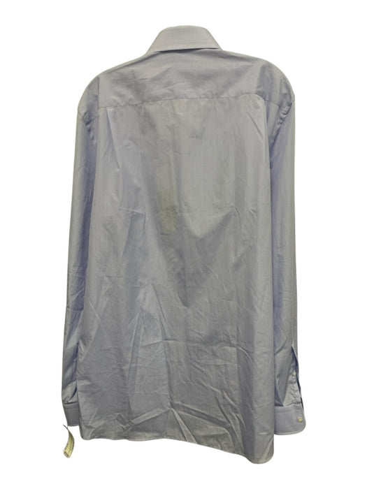 Emanuel Berg NWT Size Est L Blue Cotton Solid Button Up Men's Long Sleeve Shirt Blue / Est L