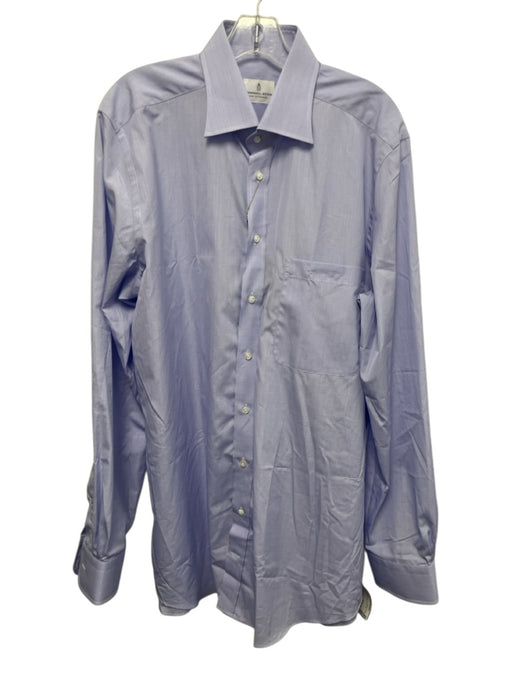 Emanuel Berg NWT Size Est L Blue Cotton Solid Button Up Men's Long Sleeve Shirt Blue / Est L