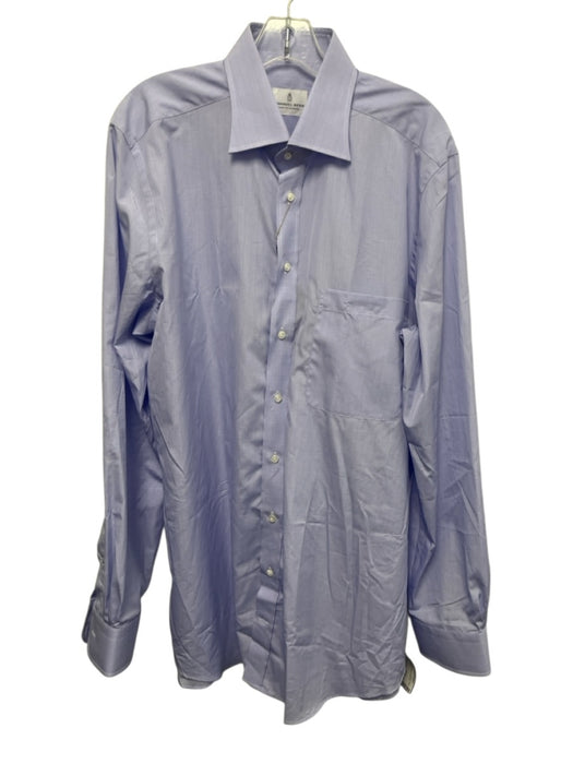 Emanuel Berg NWT Size Est L Blue Cotton Solid Button Up Men's Long Sleeve Shirt Blue / Est L