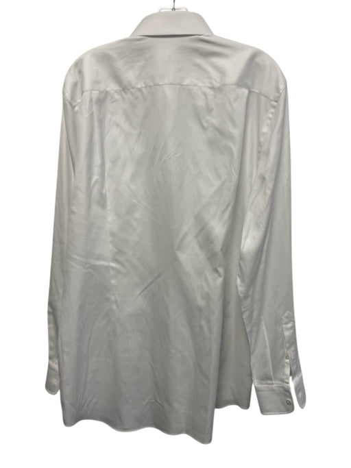 Emanuel Berg Size L White Cotton Solid Button Up front pocket Long Sleeve Shirt White / L