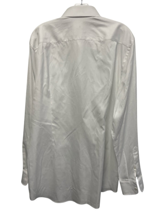 Emanuel Berg Size L White Cotton Solid Button Up front pocket Long Sleeve Shirt White / L