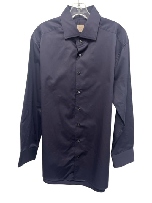 Stenstroms Size XXL Navy Cotton Blend Solid Button Up Slim Long Sleeve Shirt Navy / XXL