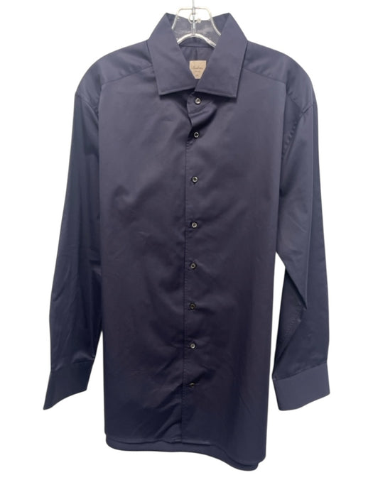 Stenstroms Size XXL Navy Cotton Blend Solid Button Up Slim Long Sleeve Shirt Navy / XXL