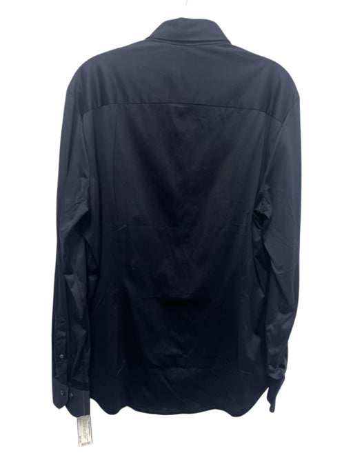 Stenstroms Size L Navy Cotton Blend Solid Button Up Men's Long Sleeve Shirt Navy / L