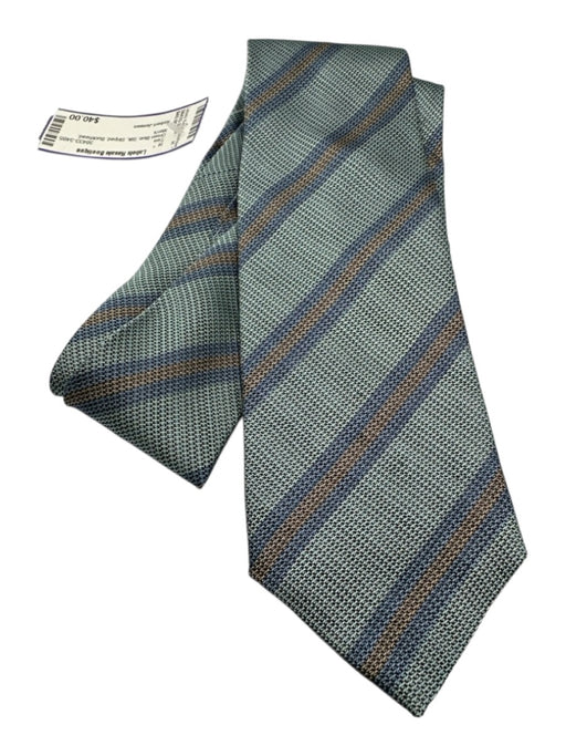 Robert Jensen Green Blue Silk Striped Men's Ties Green Blue